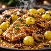 Veal Scaloppine with Grapes and Mushrooms