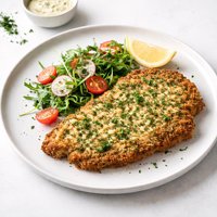 Veal Schnitzel with Herb and Cheese Crust