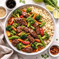 Vegetable and Beef Stir Fry with Brown Rice