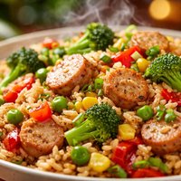 Vegetable and Sausage Fried Rice