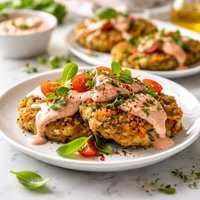 Vegetable Cakes with Tomato Basil Cream