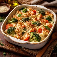 Vegetable Melange Au Gratin with Cheese White Sauce