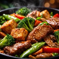 Vegetable Tofu and Pork Tenderloin Stir Fry