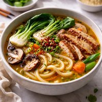 Vegetables Udon in Chicken Miso Broth