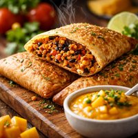 Veggie Crumble Pockets with Creamy Mango Chutney
