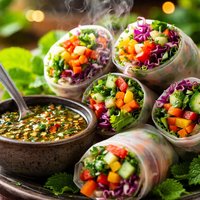 Veggie Spring Rolls with Chimichurri Sauce