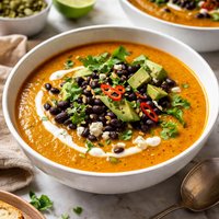 Velvety Pumpkin Black Bean Soup
