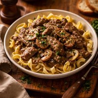 Venison or Beef Mushroom Stroganoff
