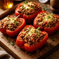 Venison Stuffed Red Bell Peppers