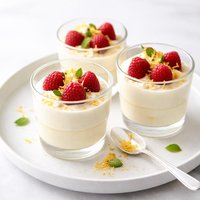 Verrines of Limoncello Syllabub with Lemon Sugar and Raspberries