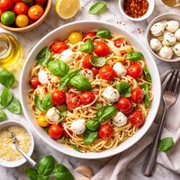 Very Easy Tomato Basil Mozzarella Pasta