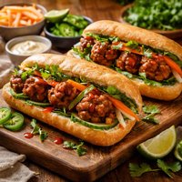 Vietnamese Grilled Pork Meatball Sandwiches