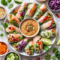Vietnamese Rolls with Peanut Dipping Sauce