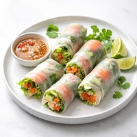 Vietnamese Style Fresh Spring Rolls with Salmon