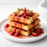 Waffles with Fresh Strawberry Syrup Emeril Lagasse