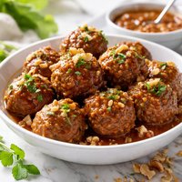 Walnut Meatballs with Apricot Barbecue Sauce