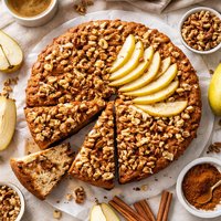 Walnut Pear Cinnamon Coffee Cake