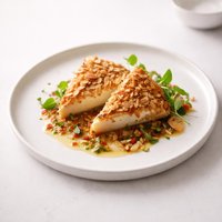 Warm Almond Crusted Manchego Cheese with Hot Garlic Vinaigrette