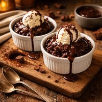 Warm Brownie Puddings with Chocolate Sauce