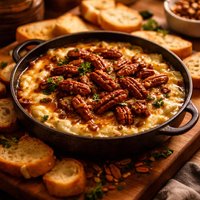 Warm Cheese and Glazed Pecan Dip