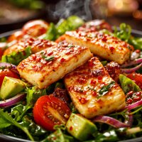 Warm Halloumi Salad with Chilli Dressing