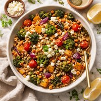 Warm Roasted Vegetable Farro Salad