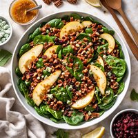 Warm Spinach and Pear Salad with Bacon Dressing