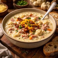 Waste Not Want Not Creamy Cauliflower Ham Soup