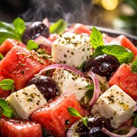 Watermelon Feta and Olive Salad
