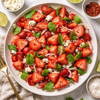 Watermelon Strawberry and Chile Salad