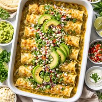 Weekend Chicken and Cheese Enchiladas in Green Sauce