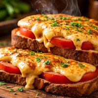 Welsh Rabbit Rarebit and Tomato Sandwiches