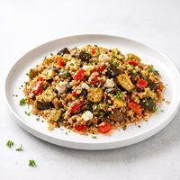 Wheat Berry Salad with Red Peppers Eggplant and Zucchini