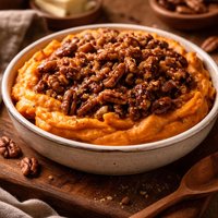 Whipped Sweet Potatoes with Brown Sugar Pecan Topping