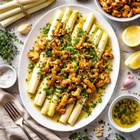 White Asparagus with Chanterelles
