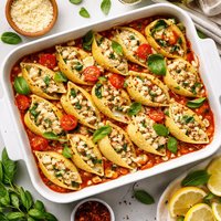 White Bean and Tofu Stuffed Shells