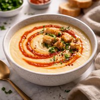 White Bean Bisque with Red Pepper Swirl