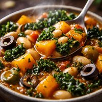 White Bean Butternut Squash Kale and Olive Stew