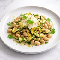 White Bean Salad with Zucchini and Parmesan Cheese