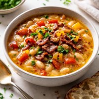 White Bean Soup with Peppers and Bacon