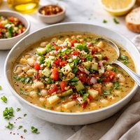 White Bean Soup with Salad Salsa