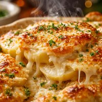 White Cheddar and Parmesan Potato Gratin