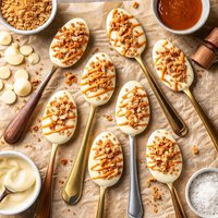 White Chocolate Caramel Drizzled Spoons