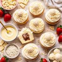 White Chocolate Cupcakes with Truffle Filling