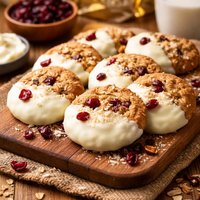 White Chocolate Dipped Oatmeal Cranberry Cookies