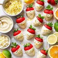 White Chocolate Dipped Strawberries with Citrus Sugar