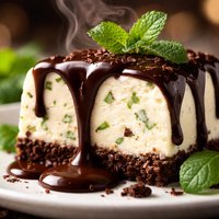 White Chocolate Mint Terrine with Dark Chocolate Sauce