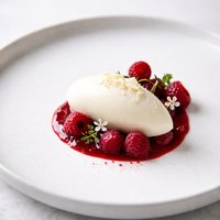 White Chocolate Mousse with Raspberry Compote