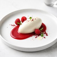 White Chocolate Mousse with Raspberry Coulis
