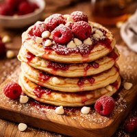 White Chocolate Raspberry Pancakes